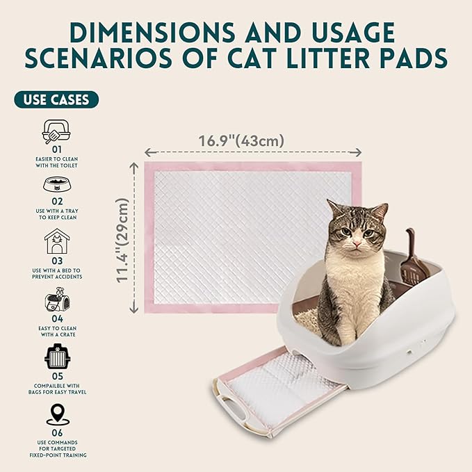 50 Count Cat Litter Pads for Tidy Cats Breeze Litter System 16.9 x 11.4 Inch Lavender Scented Cat Pad Refills Super Absorbent Quick-Dry Pee Pads for Cats