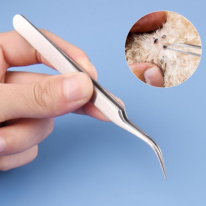 TickRemoval Tool Kit, Plastic TickRemovers, Remover Flea Comb Magnifying Glass for Dogs Cats, Pet Flea Remover Kit, Stainless Steel Flea Tweezers Comb Clips Set