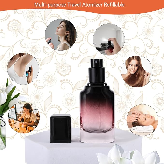 Perfume Bottles Empty Glass Atomizer Sprayer, 3 Pack 20ml Refillable Travel Spray Bottle for Fragranc or Essential Oil, Portable Cologne Atomizers with Dispensing Kit for Handbag, Date