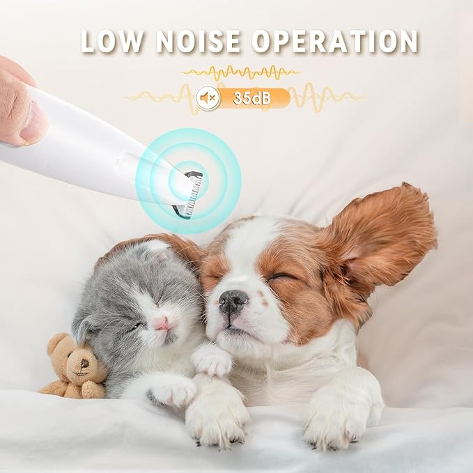 2025 New Pet Precision Trimmer, Dog Paw Trimmer with LED Light, Low Noise, IP68 Waterproof, Dual-Speed Motor, Suit for Trimming Paw, Ear, Face, Butt, Eyebrows, USB Rechageble