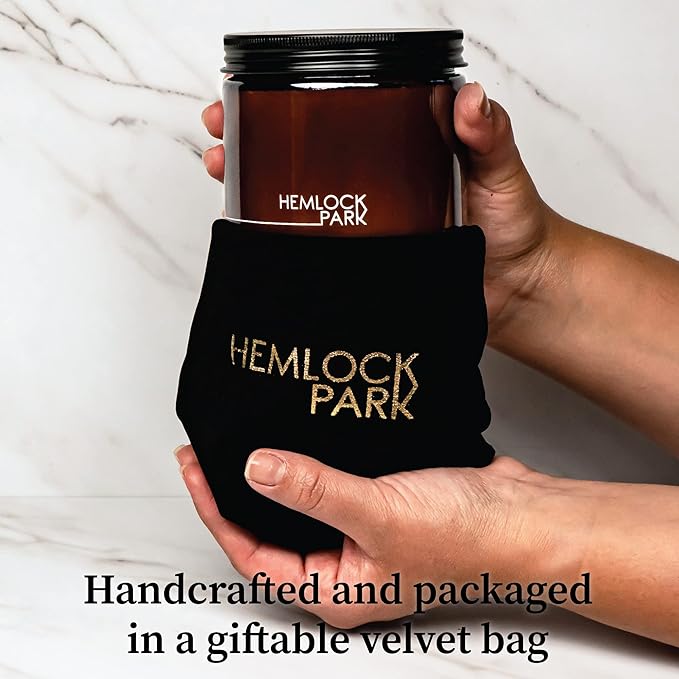 Hemlock Park Crackling Wood Wick Candle Handcrafted with Natural Coconut Wax (Large 16 oz, Sandalwood)