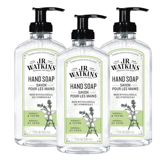 J.R. Watkins Gel Hand Soap, 3 Pack of 11 Fl Oz, Neroli & Thyme