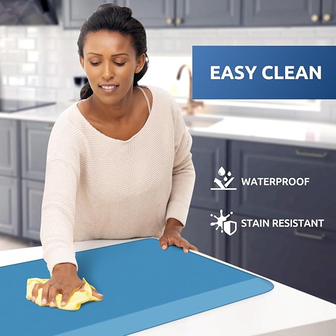 KitchenClouds Kitchen Mat Cushioned Anti Fatigue Kitchen Rug 0.8inch Waterproof Non Slip Kitchen Rugs and Mats Standing Desk Mat Comfort Floor Mats for Kitchen Sink Office (17.3"x39",Green)