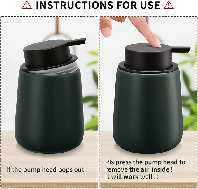 Soap Foaming Dispenser Ceramic with Easy-to-Press Pump Hand Foam Dispenser for Shampoo Bathroom Kitchen 12 oz