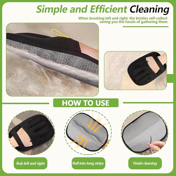 2 Packs Electrostatic Pet Hair Remover Glove for Dogs and Cats – Reusable Brush Pet Hair Removal Glove for Furniture, Car Interiors, Bedding & Clothing