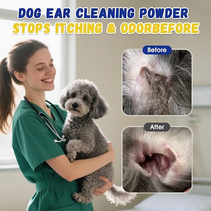Dog Ear Powder for Hair Removal,Ear Cleaner for Itching,Infection Treatment for Poodles, Doodles(Ear Powder*1)