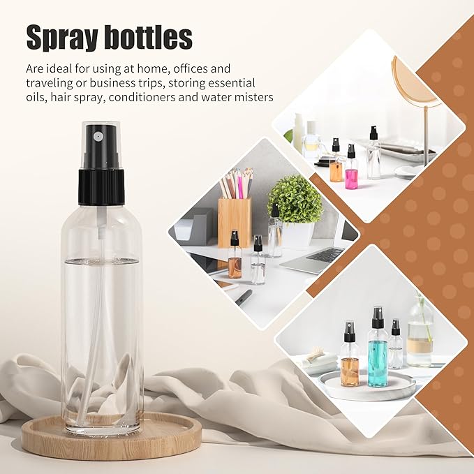 100PCS Small Clear Fine Mist Spray Bottles, 2.7oz/80ml Travel Refillable Plastic Bottles for Skin Care, Hair Care, Plant Care & Home Cleaning