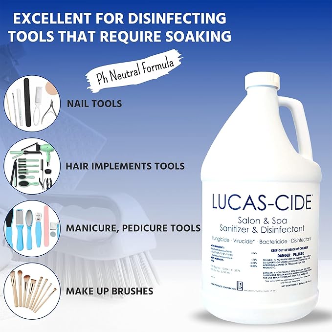 LUCAS-CIDE Salon and Spa Disinfectant Multipurpose Surface Sanitizer, Hospital Grade, EPA Disinfectant Cleaning Supplies Solution 128 Fl Oz - Blue