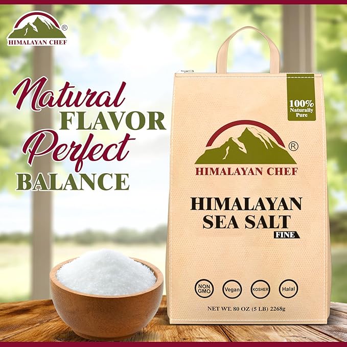 Himalayan Chef Sea Salt Fine - Unrefined Mineral Salt, 5 lb Bag (1 Pack)
