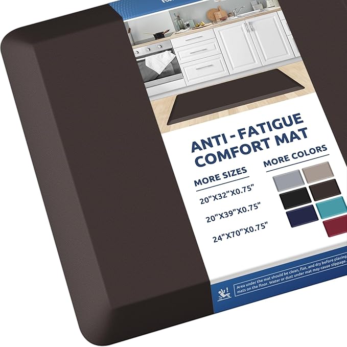 KitchenClouds Kitchen Mat Cushioned Anti Fatigue Rug 24"x70" Waterproof, Non Slip, Standing and Comfort Desk/Floor Mats for House Sink Office (Chocolate)