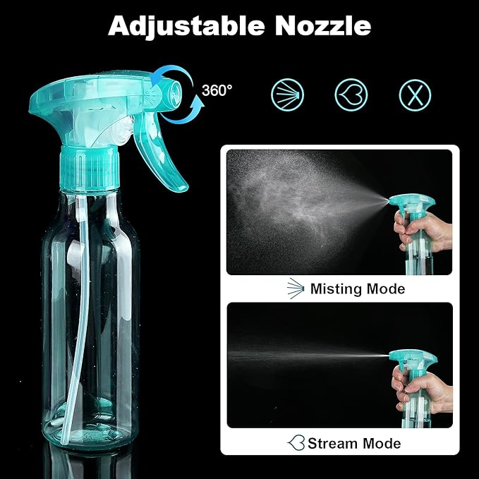 Cosywell 3 Pack Plastic Spray Bottles 8.8oz/260ml Empty Spray Bottle for Cleaning Mist/Stream Heavy Duty Water Spraying Bottle for Cooking Solutions Essential Oils Hair Care(Green Pink Purple)