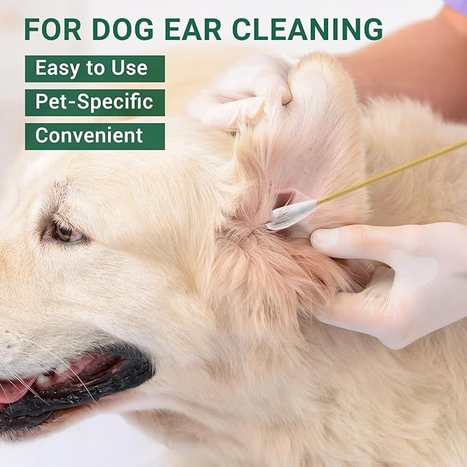 200 PCS Dog Ear Cleaning Swabs in Storage Box - 6" Long Cotton Swabs for Dogs, Large Cotton Head Highly Absorbent, Lint-Free - Specially Designed for Use with Pet Ear Cleaner