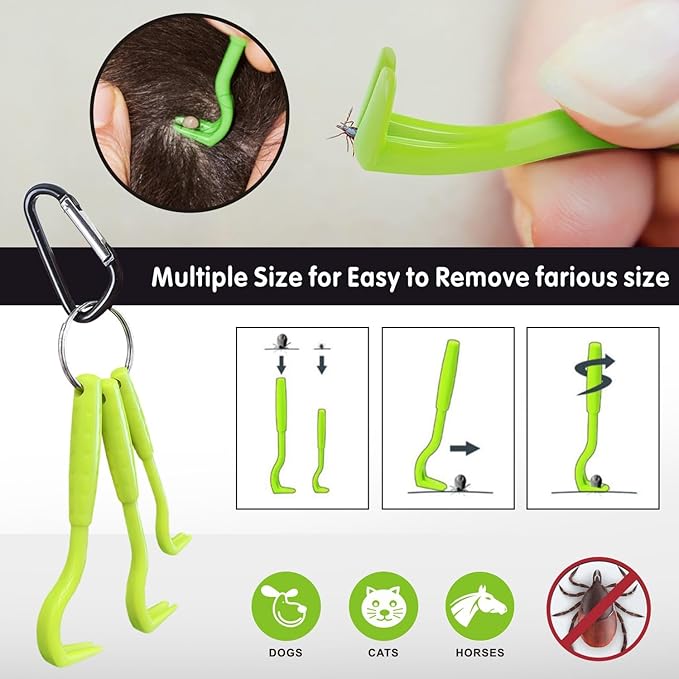 Tick Removal Tool for Dogs, Tick Tweezers Remover Tool Kit Quick Safe Tick Hook Flea Tick Tweezers Flea Comb Magnifying Glass for Dogs Cats