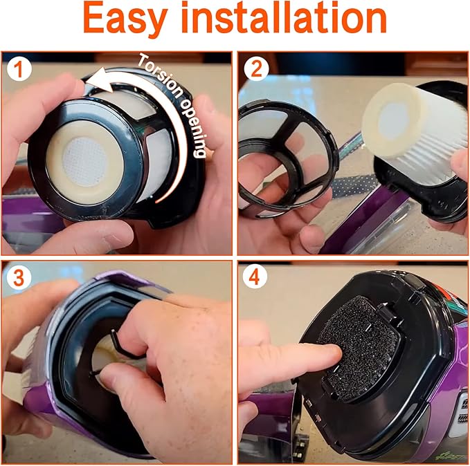 3 Pack Handheld Vacuum Filter for Bissell Pet Hair Eraser Lithium Ion Hand Vacuum filter Replacement 2390 2390A 2389 2579 2284W Replaces 1614203 1614212 1614204 with 1 Little Brush for Gift