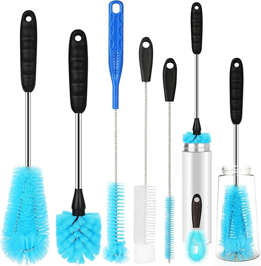 6 Pack Bottle Brush Cleaner Set, Long Handle Stainless Steel Water Bottle Cleaner Brush for Washing Sport Bottles, Narrow Neck Bottle, Baby Bottles, Dish, Flask, Straw, Cup Cover