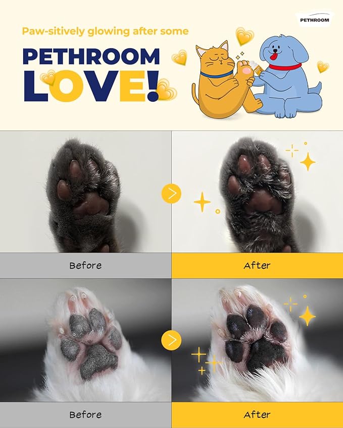 [PETHROOM] Roll-on Paw Balm for Cats & Dogs | Lick-Safe, Super Moisturizing Paw Protector | Soothing Protection from Hot Pavement | Easy to Apply | Quick Drying, Non-Sticky, Non-Staining 2.87 fl.oz.