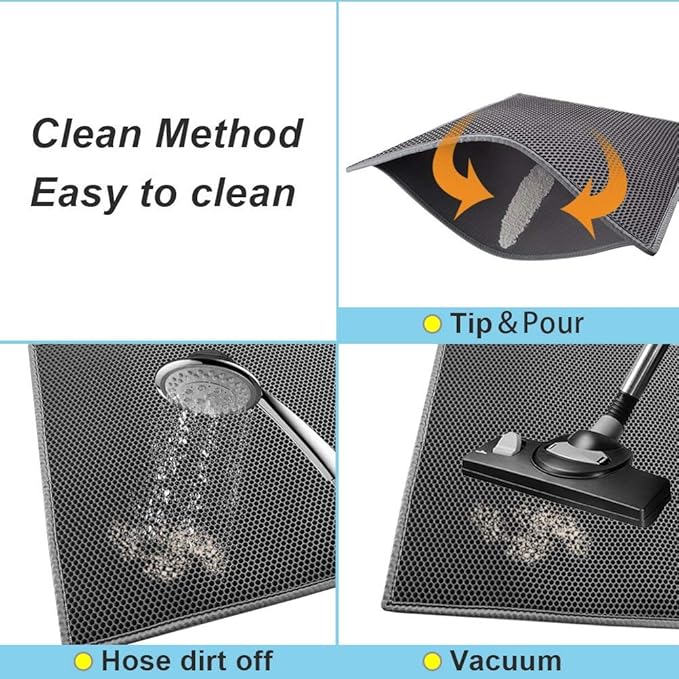 Pieviev Cat Litter Mat Double Layer Waterproof Urine Proof Trapping Mat 1 Pack (Gray, 47x36 Inch (Pack of 1))