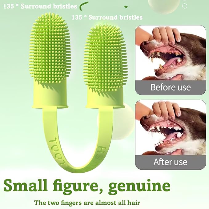 6pcs Dog Bath Brush & Finger Toothbrush Set - Pet Grooming Scrubber with Shampoo Dispenser for Puppy, Cat, Small Breed - Dog Washing Brush for Bathing, Teeth Cleaning & Massage