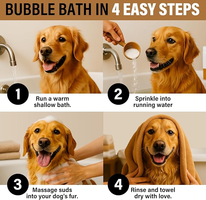 Dog Shampoo Alternative – Oatmeal & Honey Puppy Bubble Bath with Autumn Scent – Natural Gentle Dog Wash – Halloween Dog Gift - 12 Baths (Cranberry Spice)