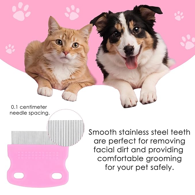 Dog Flea Comb for Tear Stain Remover, 4 Pack Pet Combs,Stainless Steel Tear Stain Remover for Dogs, Cat Dog Grooming Comb, Tick Combs for Dogs & Lice Brush