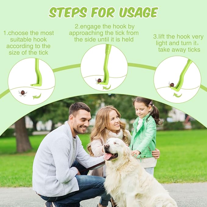 24 Pcs Tick Remover Plastic Tick Remover Tools Tick Puller Removal Tick Grabber for Dogs Cats Humans, 3 Sizes (Blue, Green, Orange, Rose Red)