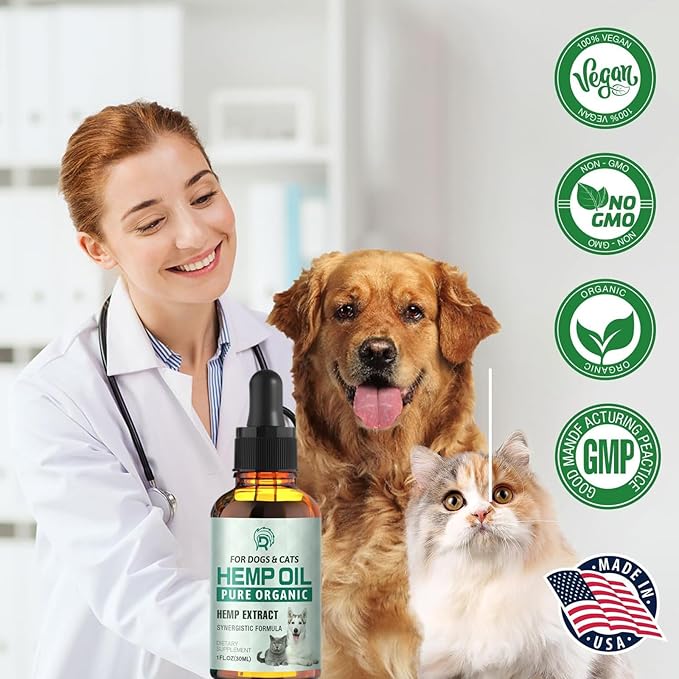 2 Pack Hemp Oil for Dogs and Cats - Anxiety Stress Sleep Allergies Arthritis Seizures Pain Relief - Promotes Skin Hip Joint Health - Calming Drops for Aggressive Pets