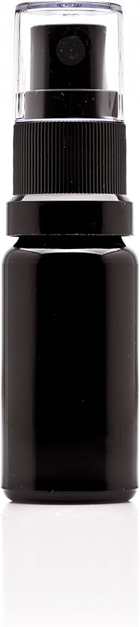 Infinity Jars 10 Ml (.34 fl oz) Black Ultraviolet Glass Fine Mist Spray Bottle Cleaning Products Refillable Containers Homemade Perfume Blends Room, Sprays Bath Beauty Hair, Screw Top Bottles