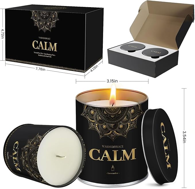 WarmEmbrace Scented Candles, 9 Oz Jar Candles for Home, Office, Meditation, Yoga, Candle Set for Women & Men, Birthday, Christmas, Anniversary, Valentine's Day Present, (2 Pack, Lavender & Vanilla)