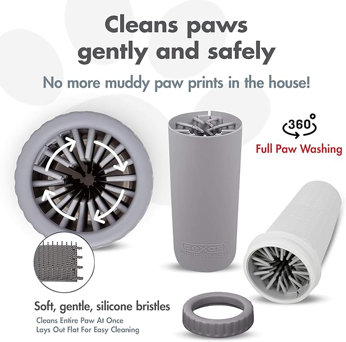 Dexas MudBuster Portable Dog Paw Cleaner, Premium Quality Large Gray Pet Accessory