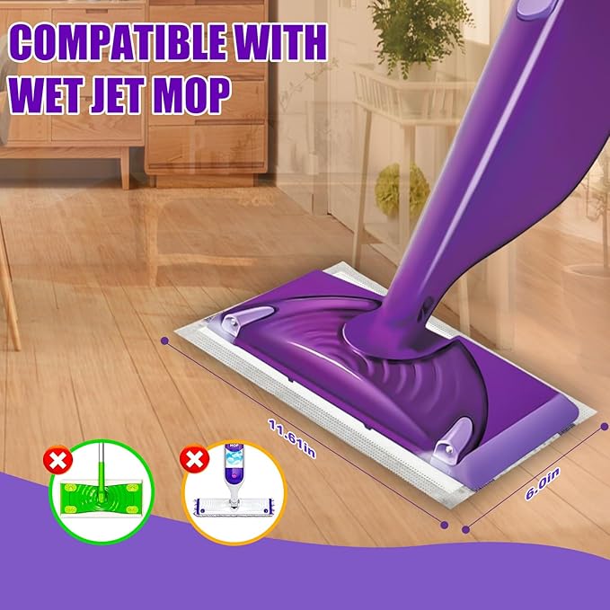 30 Pack Disposable Mop Pad Refills for Swiffer Wet Jet Mops, Wet Jet Mopping Pads for All Purpose Multi Surface Hardwood Floor Cleaning, 4 Layers Thickened and Super Absorbent.