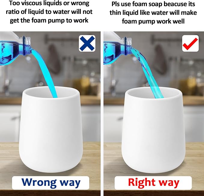 Soap Foaming Dispenser Ceramic with Easy-to-Press Pump Hand Foam Dispenser for Shampoo Bathroom Kitchen 12 oz 2pcs