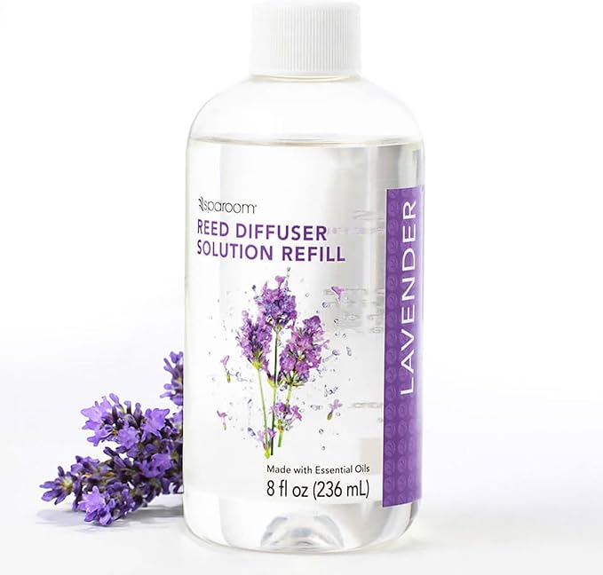 SpaRoom Reed Diffuser Oil Refill – Lavender Scent, 8oz Bottle for Home Fragrance, Calming and Relaxing Blend for Bedroom, Bathroom, or Office, Long Lasting Air Freshener, Aromatherapy Use