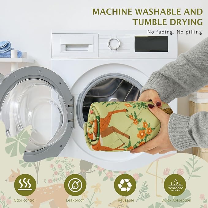 IEUUMLER Washable Pee Pads for Dogs, 2 Pack Forest Pattern Reusable Waterproof Puppy Pads, Non-Slip Super Absorbent Dog Training Pad for Playpen Crate Bed EU013 Green Jungle, 30x20