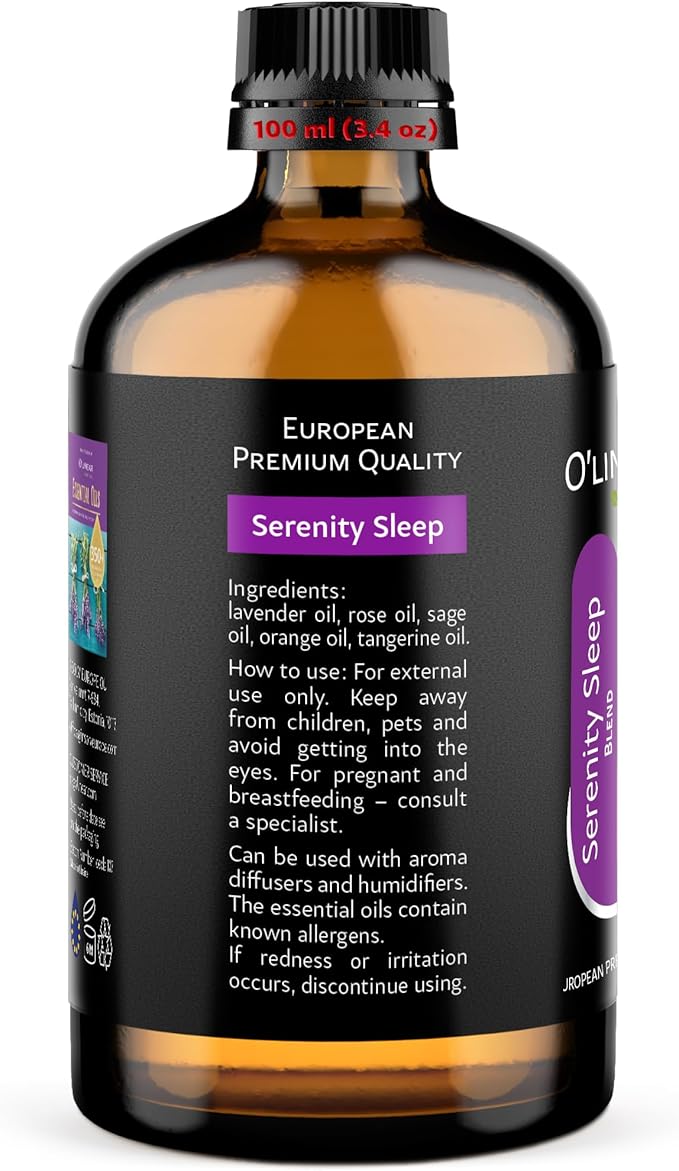 Natural Calm Serenity Sleep Essential Oil Blend - Pure Aromatherapy Oils for Dream and Relaxation, Perfect for Diffuser - Lavender, Orange, Sage and Neroli Essential Oils - Long Lasting Sleep Support