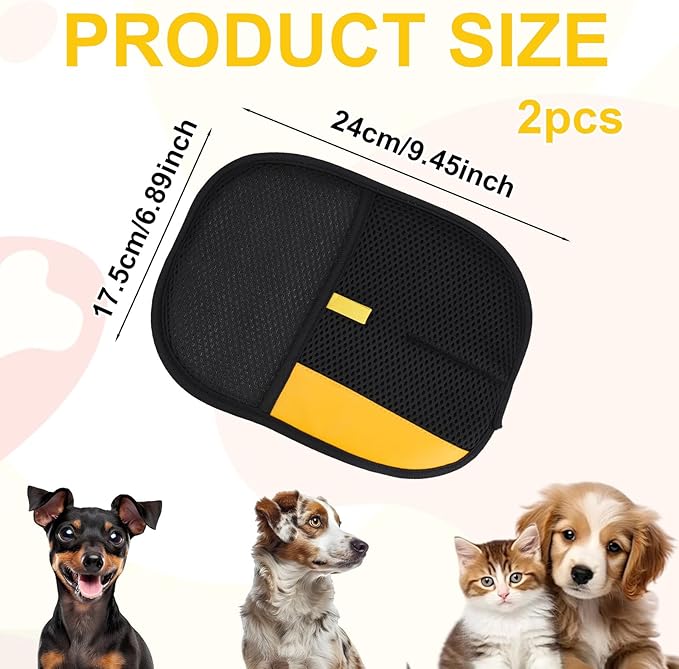 2pcs Pet Hair Grooming Removal Gloves, Reusable Electrostatic Pets Puppy Cat Dog Hair Fur Remover Gloves Easy Cleaning Shedding Brushes for Furniture Carpet Couch Car Seat