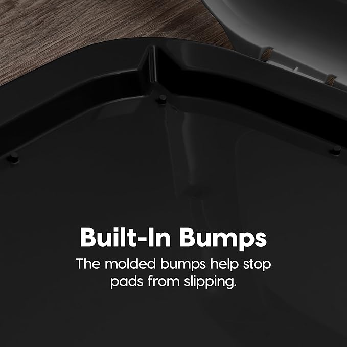 IRIS USA Pee Pad Holder - for Regular Sized Dog and Puppy Pee Pads, Secured Latches, Non-Skid Feet, High Polish Finish for Easy Cleaning, Leak Protection, Fits 22"x22" Pad or Larger, Black/Gray