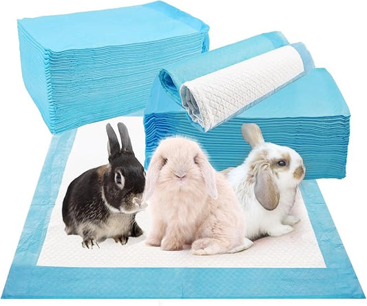 kathson 100 Pcs Rabbit Pee Pads,Bunny Pad Disposable Rabbits Diapers Super Absorbent Potty Training Pads for Guinea Pigs Hamsters Chinchillas Hedgehog Cat and Other Small Animals(18” x 13”)
