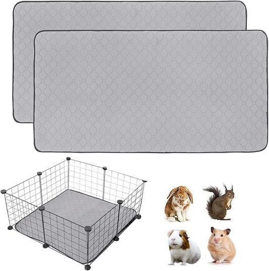 2 Pack Guinea Pig Cage Liners, 24'' X 24'' Washable Guinea Pig Pee Pads, Non Slip Reusable Super Absorbent Guinea Pig Training Mat Bedding Fleece for Small Animals Hamster Rabbit Chinchilla Rat