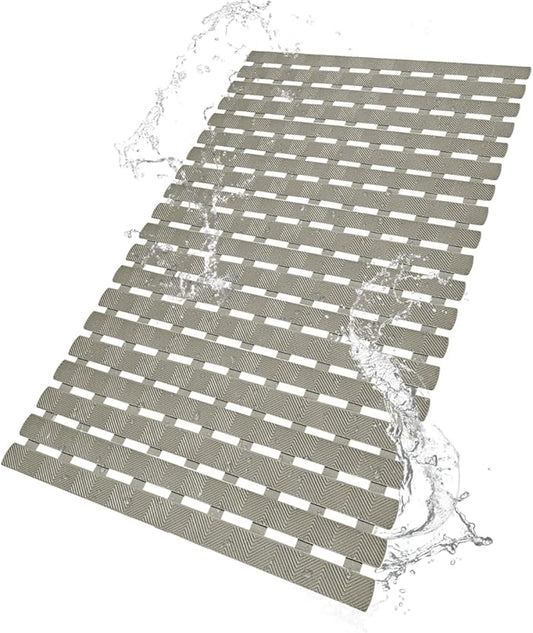 Bath Tub Shower Mat, Pet Dog Bathing Non-Slip Mat, Dog Bath mat for tub, 27.5x15.7 Inch Quick Drain Bathtub Mat with Suction Cups & Drain Holes for Bathroom (Khaki)