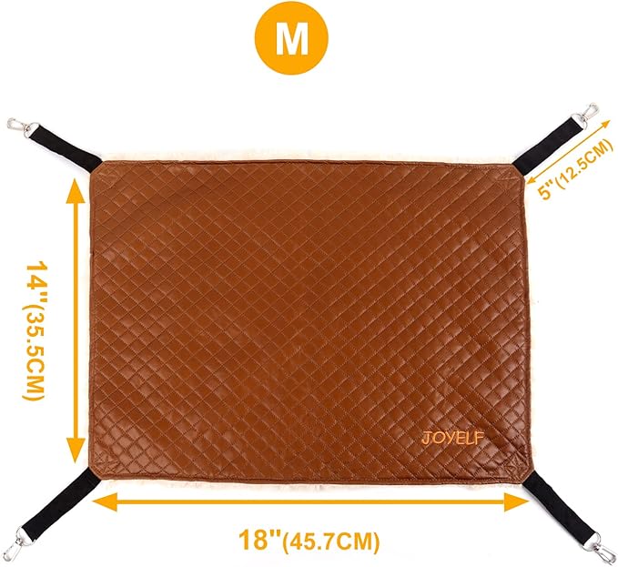 JOYELF Cat Hammock Bed, Medium Reversible Cage Hammock Hanging Soft Bed for Kitten, Ferret, Puppy or Small Pet