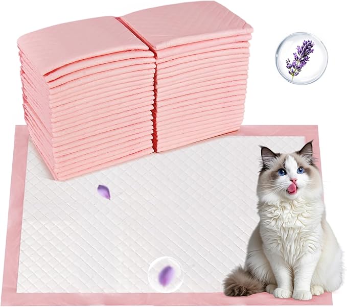 50 Count Cat Litter Pads for Tidy Cats Breeze Litter System 16.9 x 11.4 Inch Lavender Scented Cat Pad Refills Super Absorbent Quick-Dry Pee Pads for Cats