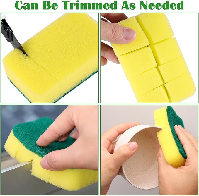 80 Pack Sponges Kitchen Cleaning Sponges Supplies Dish Sponge Cleaning Scrubber Scrub Scouring Pad Washing Dishes Brush Scrubbers Pads Bulk for Kitchen Home Bathroom Dishwashing Pots Pans (80)