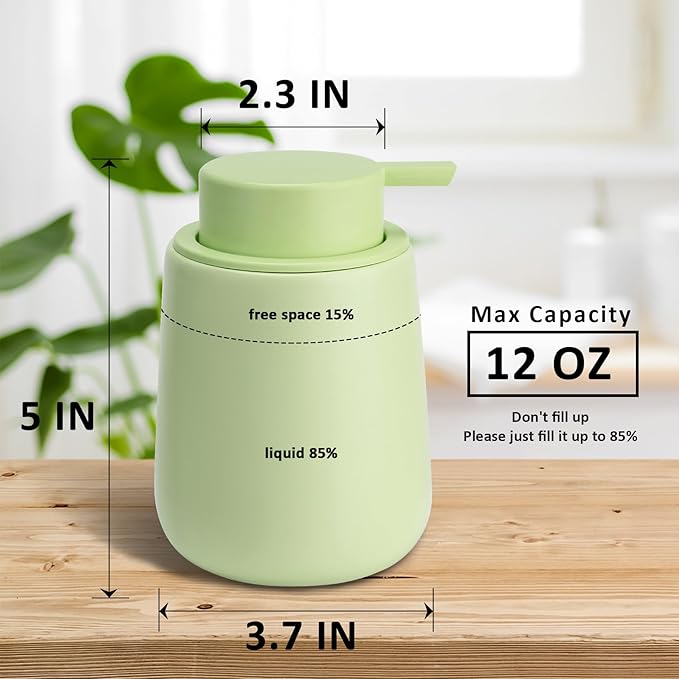 Soap Dispenser Ceramic with Easy-to-Press Pump Hand Lotion Liquid Dispenser for Shampoo Bathroom Kitchen 12 oz