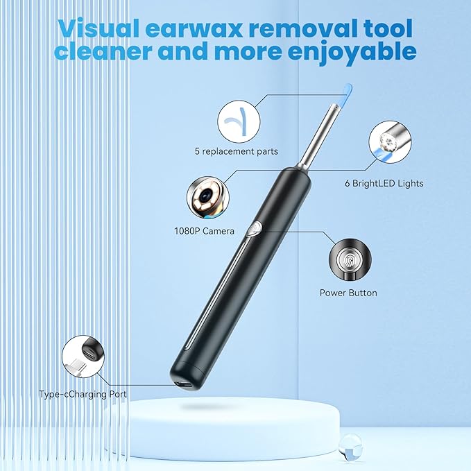 Ear Wax Removal - Ear Cleaner - Ear Camera - Ear Wax Removal Kit - Ear Wax Removal Tool Camera - 1080HD Effective for Cleaning Ear Wax Build-Up