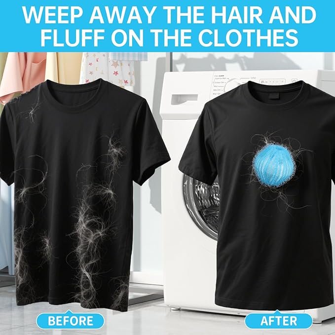 18Pcs Pet Hair Remover for Laundry, Washing Machine Hair Catcher, Effectively Removes Pet Hair, Lint and Dander from Bedding and Clothing, Reusable Dog & Cat Hair Remover Tool, Easy to Use & Clean