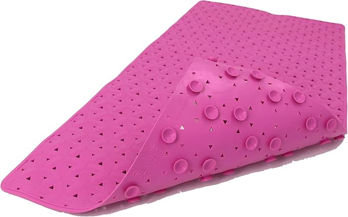 SafeLand- Non-Slip Bath, Shower, Tub Mat, TPR Material, Eco-Friendly, Non-PVC, Machine Washable, No Odor, with Powerful Suction Cups and Drain Holes, Tweed (15"x30" Pink)
