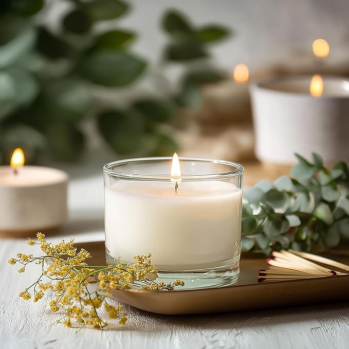 30 Pack 4oz Clear Candle Jars, Small Wide Mouth Glass Empty Jars with Bamboo Lids for Making Candle, Bulk Container