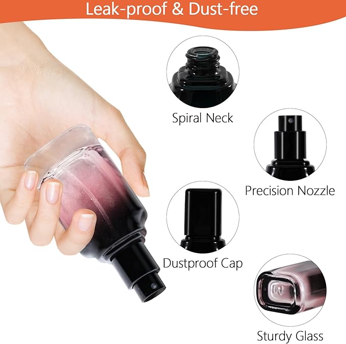 Perfume Bottles Empty Glass Atomizer Sprayer, 3 Pack 20ml Refillable Travel Spray Bottle for Fragranc or Essential Oil, Portable Cologne Atomizers with Dispensing Kit for Handbag, Date