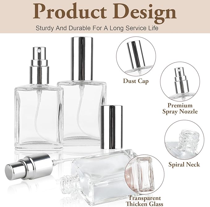 18Pcs Silver Perfume Spray Bottles 15ml Glass Perfume Atomizer Empty Fine Mist Atomizer Sprayer Portable Perfume Bottle with 9Droppers9Funnels Refillable Perfume Container for Travel Silver