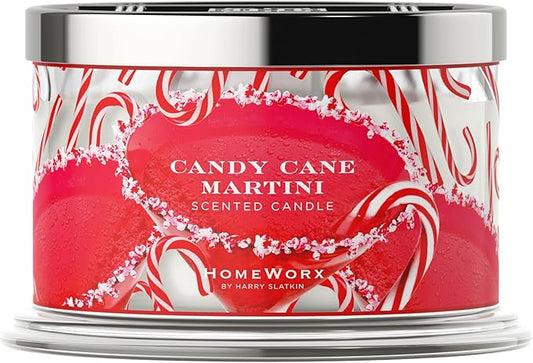 HomeWorx by SLATKIN + CO. Candle- Candy Cane Martini, 18 oz. Premium Scented Candle - 30-55 Hours Burn Time